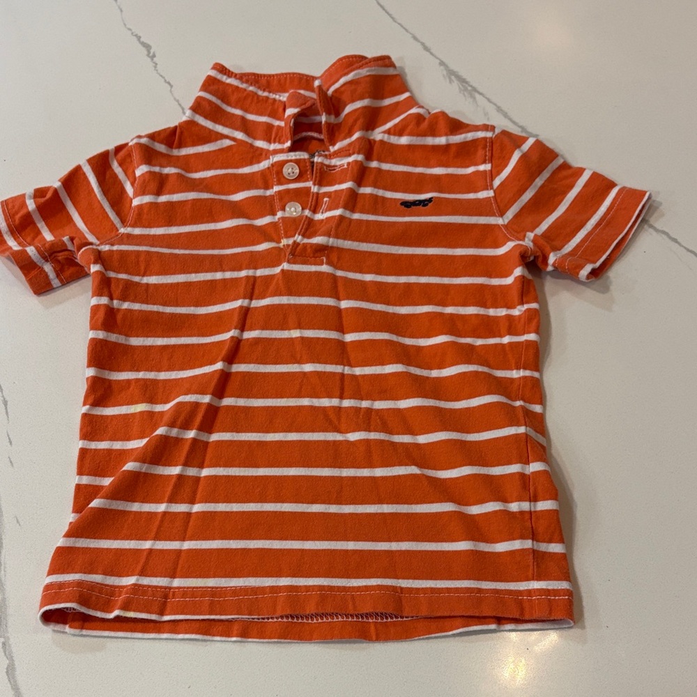 Carter's Vibrant Orange and White Striped Polo